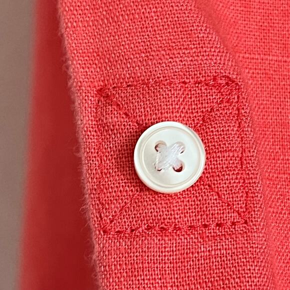 EXPRESS Women's Top Size Large Orange Linen Blend Button Down Long Sleeve - Picture 6 of 11